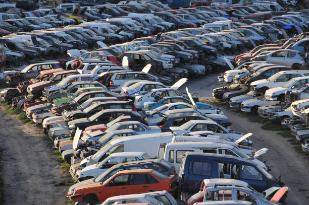 istock Old Junk Cars On Junkyard 1270464005