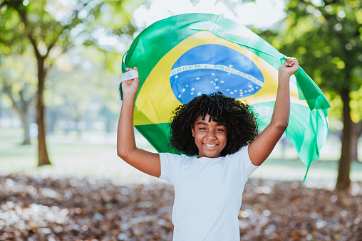 Child with Brazil flag, independence day