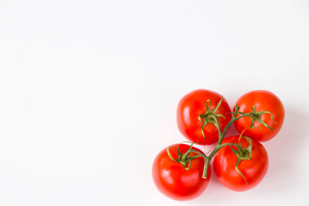 istock Red four tomatoes on the white background, vegetable 1270473960