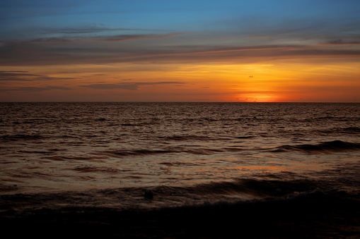 The sun sets at Florida beach