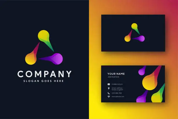 Vector illustration of Abstract synergy triangle link connection Icon vector and business card template