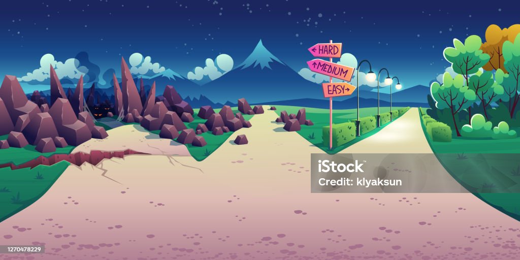 Concept Of Choice Between Hard And Easy Way Stock Illustration - Download Image Now - Personal Perspective, Road, Street - iStock Concept Of Choice Between Hard And Easy Way Stock Illustration - Download Image Now - Personal Perspective, Road, Street - iStock
