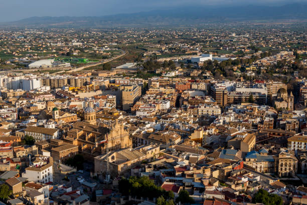Aerial view of Lorca city Aerial view of Lorca city with buildings and horizon. lorca stock pictures, royalty-free photos & images