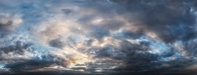 dramatic natural thunderstorm cloudscape panorama, sky panorama