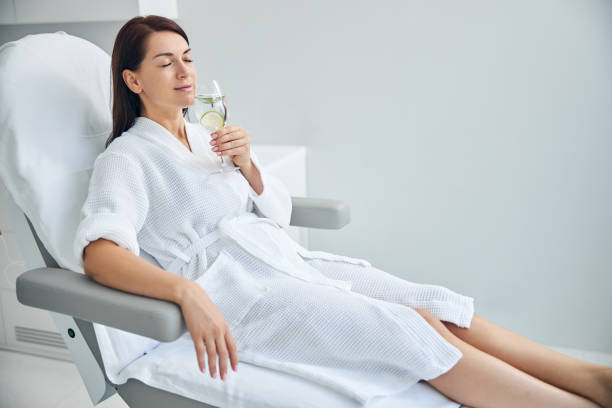 istock Serene woman relaxing before a beauty procedure 1270488637
