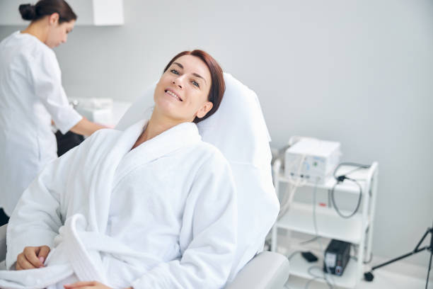 istock Pleased lady waiting for a beauty procedure 1270488751