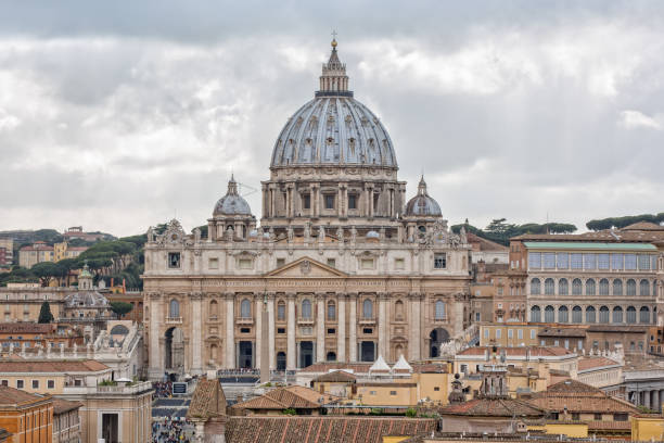 Rome, Italy - May 14, 2016: View of St Peter Basilica -The Papal Basilica of Saint Peter in the Vatican city