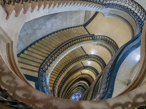 Spiral staircase of high building