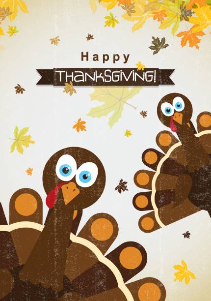 Greeting card with a happy Thanksgiving turkey, vector vector art illustration