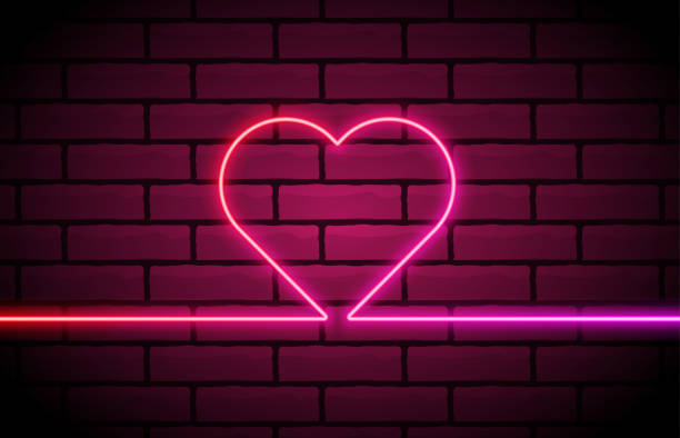 istock Heart shape neon light of one line. Bright light heart. Happy Valentines Day. Vector banner. 1270496253