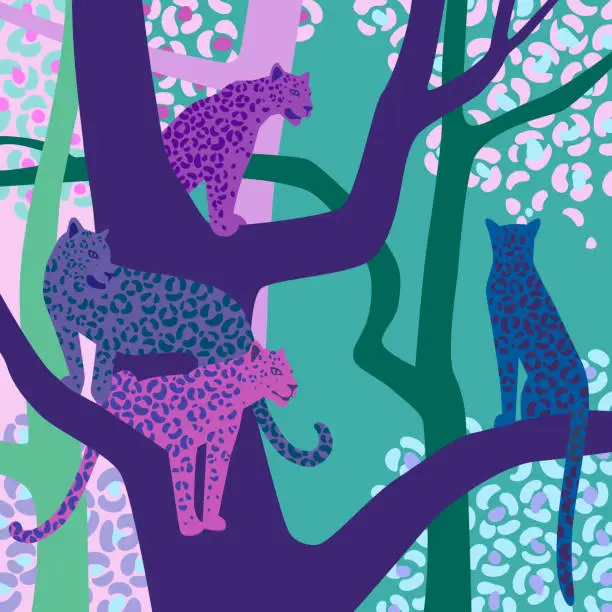 Vector illustration of Leopard illustration. Wildlife.