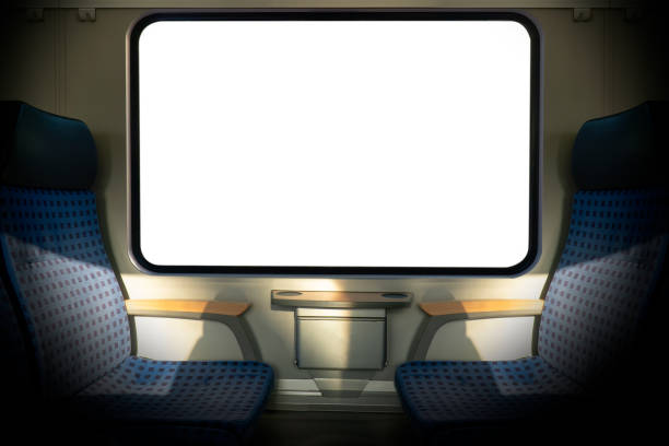 istock Isolated white window backgrounds on clean hygiene empty seat on europe Germany public transportation train subway bus with sunlight for traveler to travel during vacation with custom view 1270498565