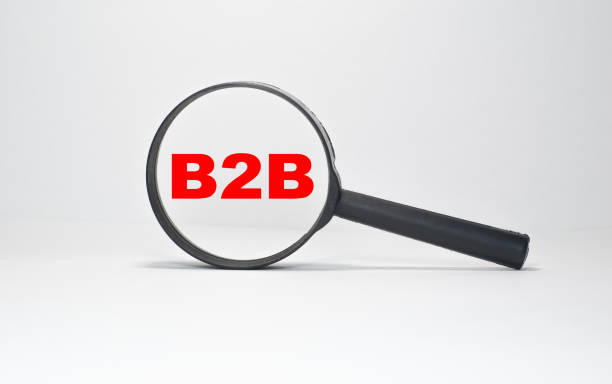 istock B2B inscription in a magnifying glass on a boundless white background 1270503437