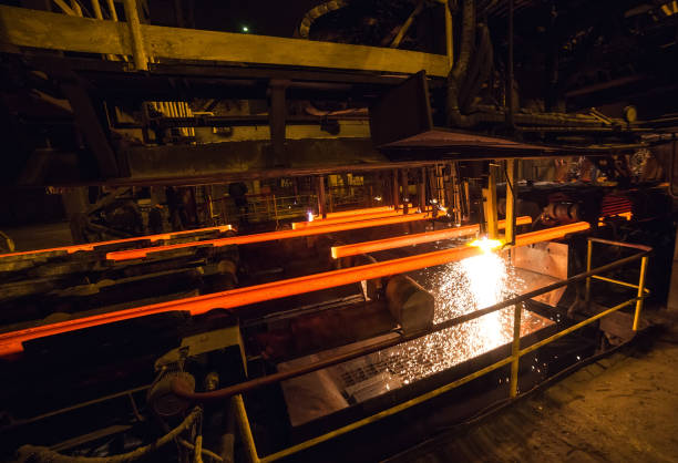 istock Steel Billets at Torch Cutting. Huge ironworks. 1270503858