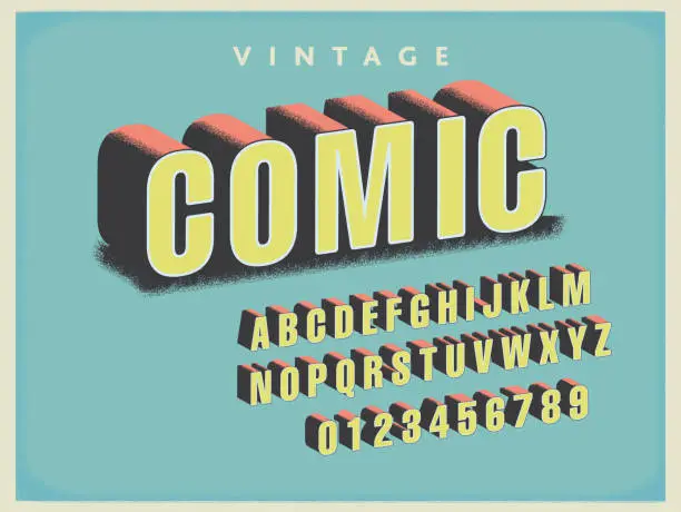 Vector illustration of Vintage Comic Book font alphabet set