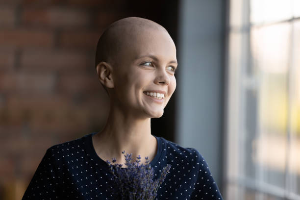 istock Happy young sick woman look in distance feeling optimistic 1270508917