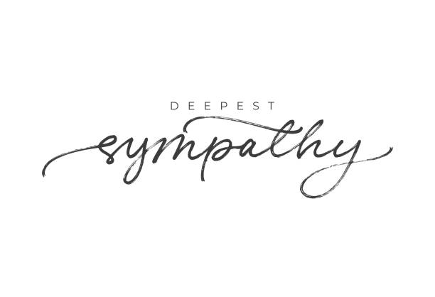 With sympathy hand drawn vector calligraphy. Ink brush black paint lettering isolated on white background. With sympathy hand drawn vector calligraphy. Ink brush black paint lettering isolated on white background. Modern phrase handwritten vector calligraphy. Postcard, greeting card, t shirt print. consoling stock illustrations
