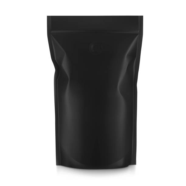 istock Black food pouch bag isolated on white background. 1270511228