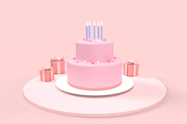 istock 3D rendering of birthday celebration background on pink tone 1270514659