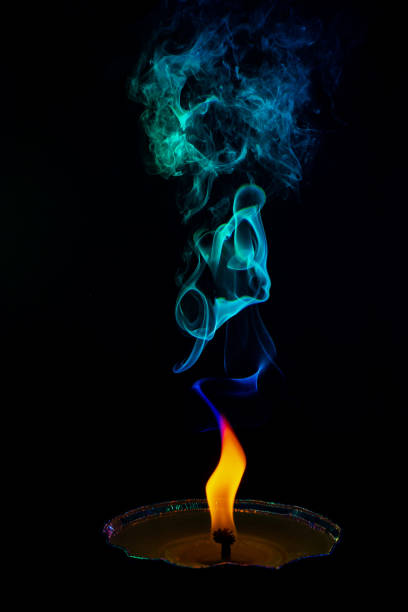 istock Beautiful flame from a candle with colorful smoke 1270515592