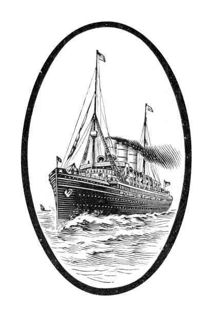 크루즈 또는 여객선 오귀스트 빅토리아 일러스트 1899 - passenger ship illustrations stock illustrations