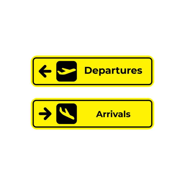 Vector illustration of Signs of arrivals and departures at the airport