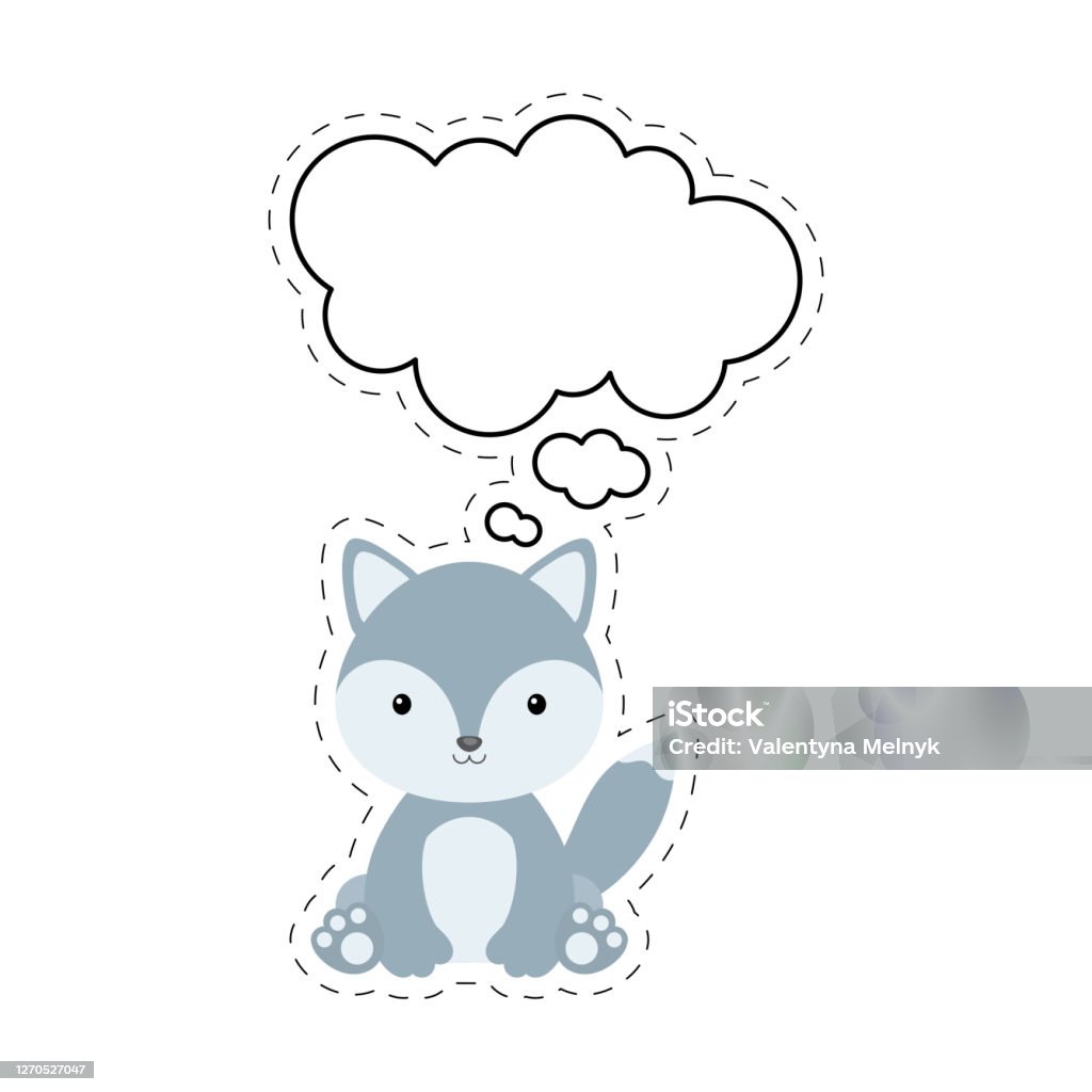Sói Hoạt Hình Dễ Thương Với Nhãn Dán Bong Bóng Lời Nói Nhân Vật ...
