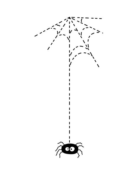 Hanging spider on web. Vector illustration Hanging spider on web. Vector illustration in cartoon style on white background Phobia stock illustrations