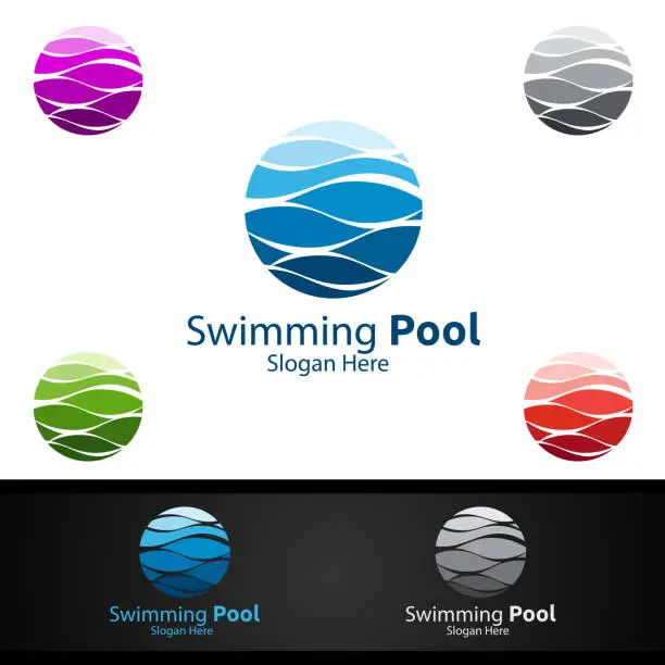 Vector illustration of Swimming Pool Service Symbol with Cleaning Pool and Maintenance Concept