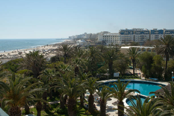 Monastir in Tunisia is an ancient city and popular tourist destination with a beach on the Mediterranean Sea.