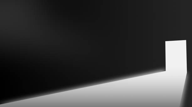 istock Silhouette door shape  open with light on the floor. 1270552031