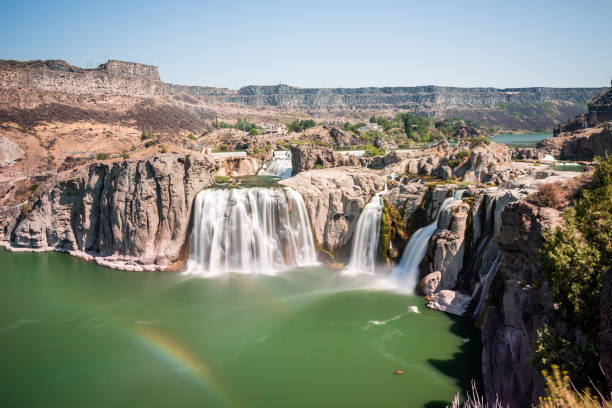 schöne shoshone falls und snake river in idaho, usa - snake river fotos stock-fotos und bilder