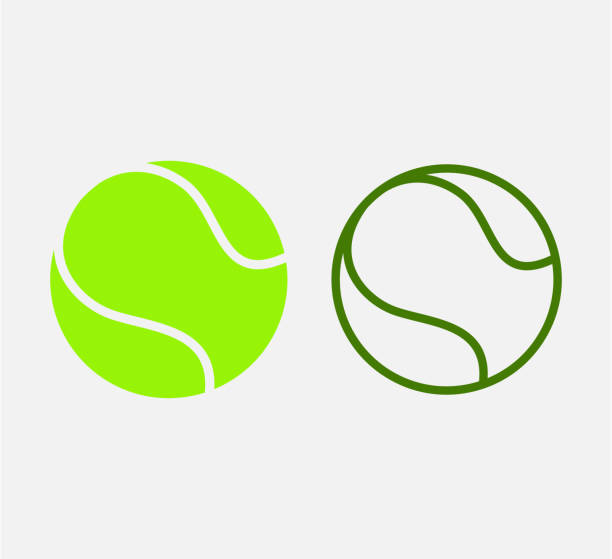 ilustraciones, imágenes clip art, dibujos animados e iconos de stock de estilo plano de diseño de logotipo vectorial de icono de bola de tenis - racket sport