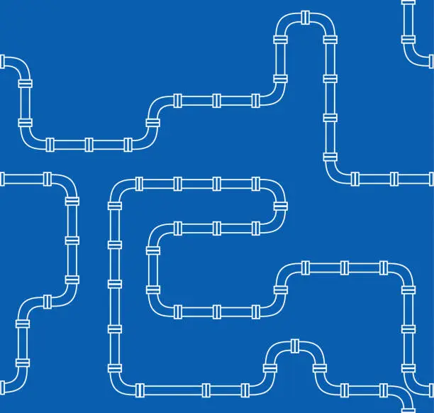 Vector illustration of industrial seamless pattern. piping for water, gas, oil.