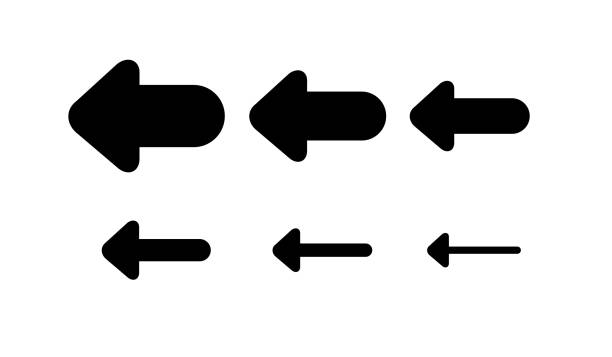 illustrations, cliparts, dessins animés et icônes de réglez les signes de flèches et de directions en arrière ou à gauche. - épais