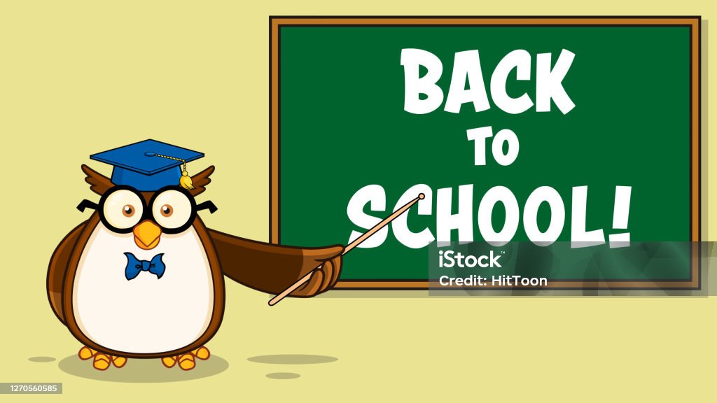 Owl Teacher Cartoon Nhân Vật Hoạt Hình Với Mũ Tốt Nghiệp Ở Phía Trước Bảng  Phấn Trường Hình minh họa Sẵn có - Tải xuống Hình ảnh Ngay bây giờ - iStock