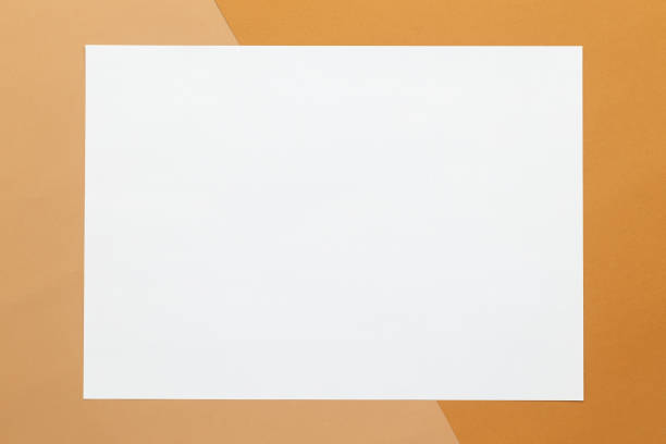 istock Blank poster brochure a4 size mockup template on half beige and brown background 1270561772