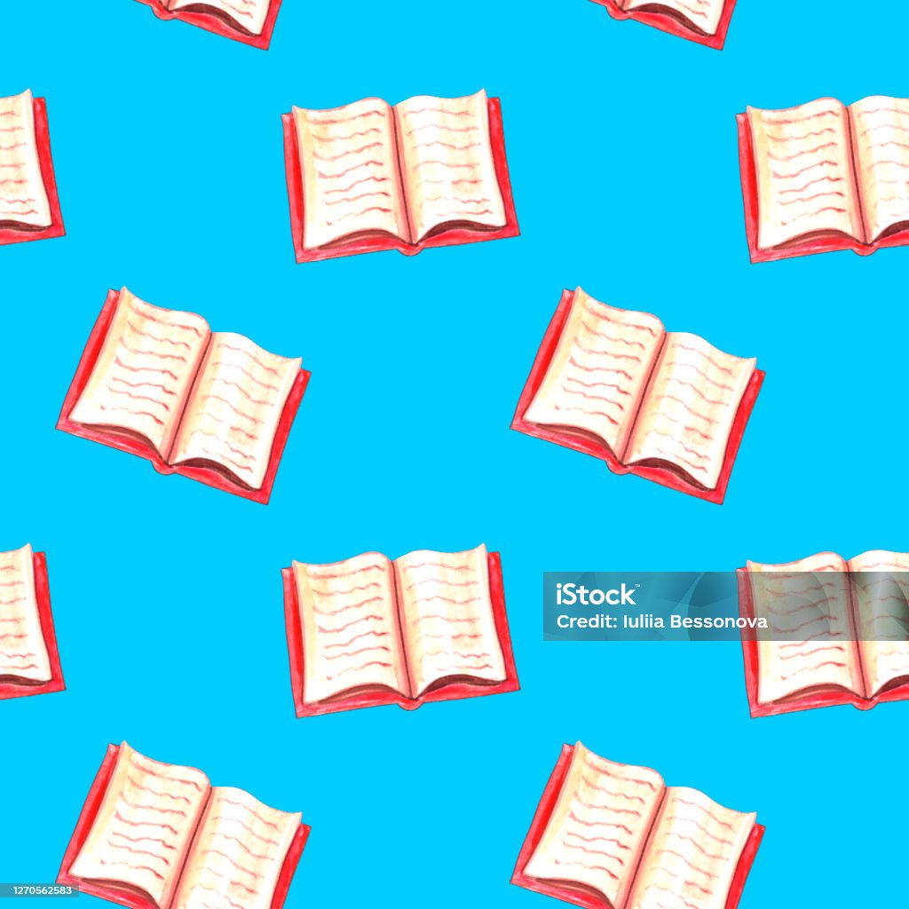 Mô Hình Liền Mạch Của Sách Màu Nước Mở Nền Vẽ Tay Và Kết Cấu Đối ...