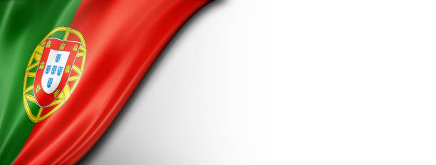 Portuguese flag isolated on white banner