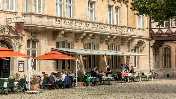 Dresden, Germany - September 4, 2014: Street cafe in Dresden, Germany on September 4, 2014. Dresden has almost 2 million visitors a year. Foto taken from Altmarkt.