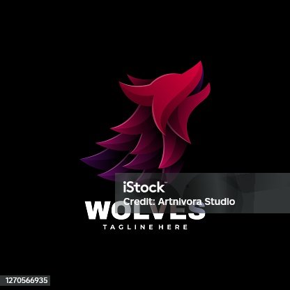 istock Vector Illustration Wolves Gradient Colorful Style. 1270566935