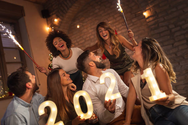 istock Friends having fun at New Year's Eve party 1270567653