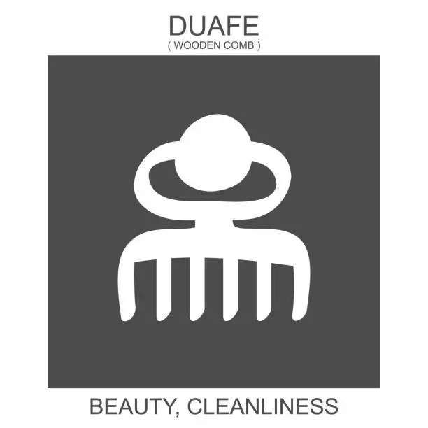 Vector illustration of icon with african adinkra symbol Duafe. Symbol of beauty and cleanliness