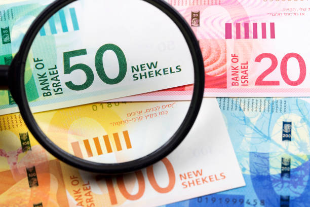 istock Israeli new shekels in a magnifying glass 1270568945