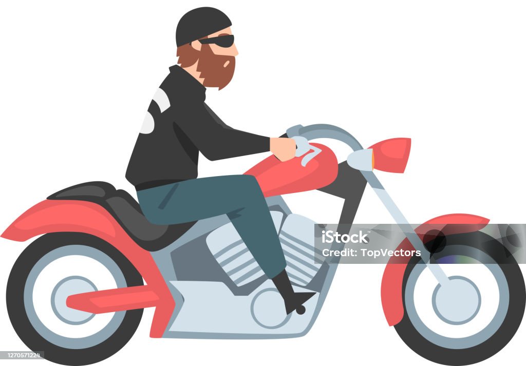 Vetores de Homem Barbudo Andando De Moto Visão Lateral Do Personagem  Motoqueiro Masculino Dirigindo Vermelho Chopper Estilo Desenho Animado  Ilustração Vetor e mais imagens de Motocicleta - iStock