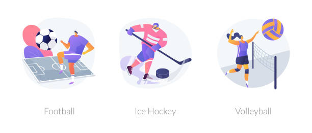 ilustrações, clipart, desenhos animados e ícones de ilustrações de vetores de conceito de campeonato de esporte de equipe. - ice hockey ice team canada