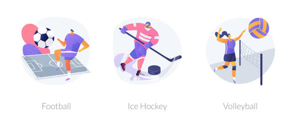 Team sport championship abstract concept vector illustrations. Team sport championship abstract concept vector illustration set. Football, ice hockey and volleyball, soccer college team, sports betting, competition match, uniform, training abstract metaphor. ice hockey betting pany stock illustrations