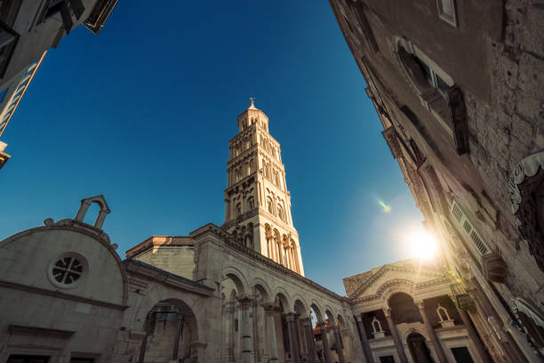 istock Low angle view of Saint Domnius Cathedral in Split medieval old town in Croatia 1270572602