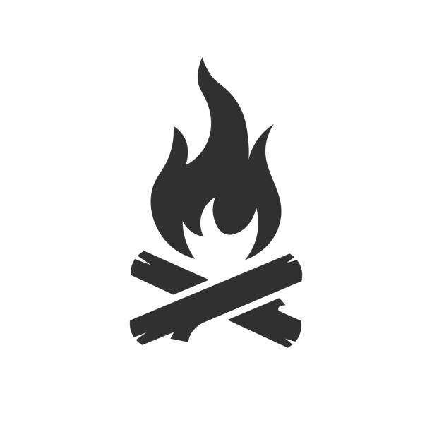 lagerfeuer-logo-symbol. bonfire-symbol-form-zeichen. vektor-illustrationsbild. isoliert auf weißem hintergrund. - fire log stock-grafiken, -clipart, -cartoons und -symbole