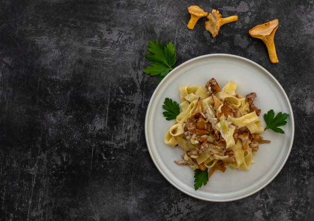 istock Italian pasta Tagliatelle with chanterelle mushrooms 1270576584